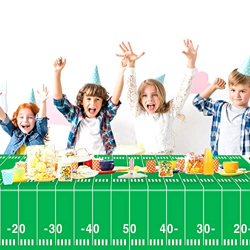 Oigco 3 Packs Party Football Tablecloth（54"x 108"）, Football Theme Party Plastic Touchdown Table Cover for Birthday Party Decorations Tailgate Football Party