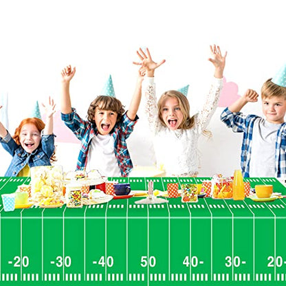 Oigco 3 Packs Party Football Tablecloth（54"x 108"）, Football Theme Party Plastic Touchdown Table Cover for Birthday Party Decorations Tailgate Football Party