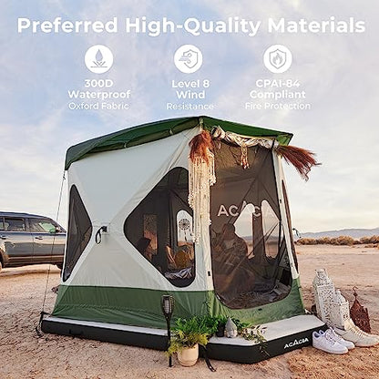 Space Acacia Tent Only, 3-in-1 Pop Up Camping Tent with 8 Windows, Waterproof Windproof Easy Setup 2/3 Person Tent for Camping Travel, Hiking, Backpacking, Moonstone