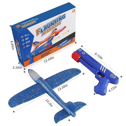 MOZSOY 3 Pack Airplane Launcher Toys, 2 Flight Modes LED Foam Glider Catapult Plane Toys for Boys, Outdoor Toys for Boys Girls 3 4 5 6 7 8 9 10 11 12 Year Old … (3 Color)