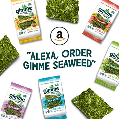 gimMe - Sea Salt - 20 Count - Organic Roasted Seaweed Sheets - Keto, Vegan, Gluten Free - Great Source of Iodine & Omega 3’s - Healthy On-The-Go Snack for Kids & Adults