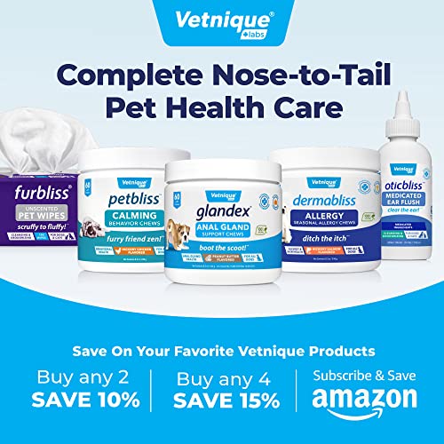 Vetnique Labs Dermabliss Dog Allergy and Itch Relief, Skin and Coat Health Supplements and Grooming Supplies with Omega 3-6-9, Biotin - Ditch The Itch (Itch Relief, 16oz Shampoo)