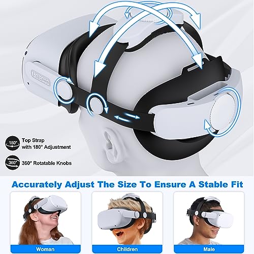 Kawaye Head Strap Compatible with Meta Quest 2, Double Knob Adjustable Comfortable Head Strap for Oculus Quest 2, Enhanced Support & Comfort Head Strap Accessories, Replacement for Elite Strap, MQ2000