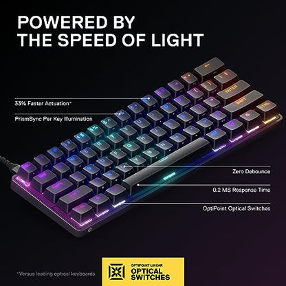 SteelSeries New Apex 9 Mini – HotSwap Optical Mini Keyboard – 60% Compact Design – Optical Switches – RGB Customization – Aluminum Alloy Frame – Double Shot PBT Keycap