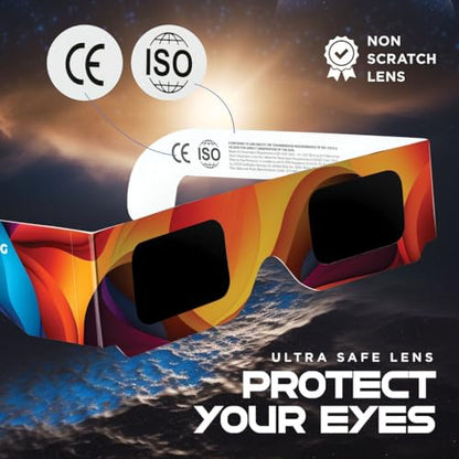 Medical king Solar Eclipse Glasses (10 pack) 2024 CE and ISO Certified Approved 2024 Safe Shades for Direct Sun Viewing