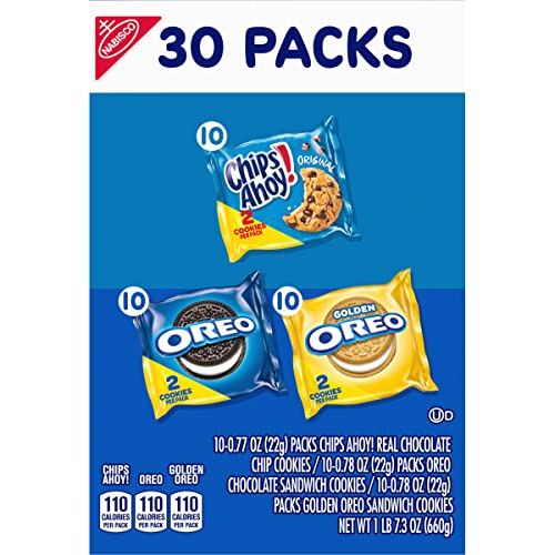 Nabisco Sweet Treats Cookie Variety Pack OREO, OREO Golden & CHIPS AHOY!, 30 Snack Packs (2 Cookies Per Pack)