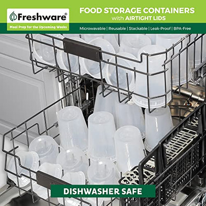 Freshware Food Storage Containers [24 Set] 32 oz Plastic Deli Containers with Lids, Slime, Soup, Meal Prep Containers | BPA Free | Stackable | Leakproof | Microwave/Dishwasher/Freezer Safe