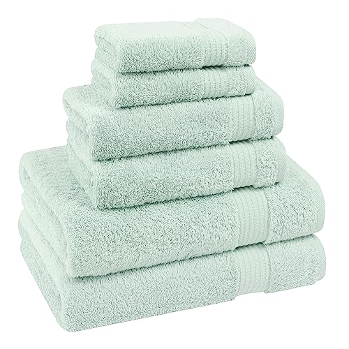 Cotton Paradise 6 Piece Towel Set, 100% Turkish Cotton Soft Absorbent Towels for Bathroom, 2 Bath Towels 2 Hand Towels 2 Washcloths, Mint Towel Set