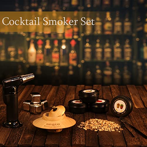 Cocktail Smoker Kit with Torch and Wood Chips-Old Fashioned Chimney Drink Smoker for Cocktails,Whiskey & Bourbon,Ideal Gifts for Men,Boyfriend,Husband,Dad (No Butane) (New Smoker kit with Torch)