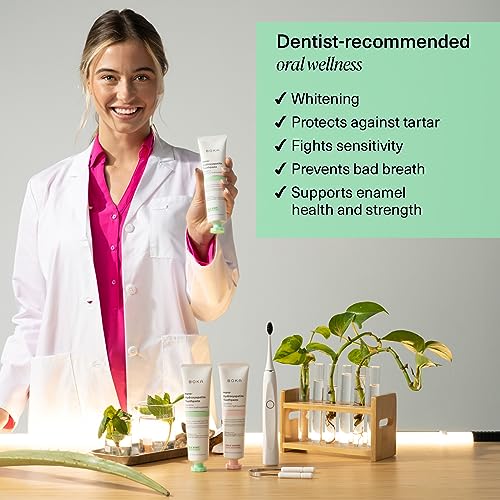 Boka Natural Toothpaste, Fluoride Free - Nano Hydroxyapatite for Remineralizing, Sensitive Teeth, & Whitening - Dentist Recommended for Adult & Kids Oral Care - Ela Mint, 4oz 1 Pack - Made in USA