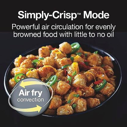 Proctor Silex Simply-Crisp Toaster Oven Air Fryer Combo with 4 Functions Including Convection, Bake & Broil, Fits 4 Slices or 12” Pizza, Auto Shutoff, Black (31265)
