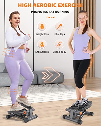 Niceday Steppers for Exercise, Stair Stepper with Resistance Bands, Mini Stepper with 300LBS Loading Capacity, Hydraulic Fitness Stepper with LCD Monitor