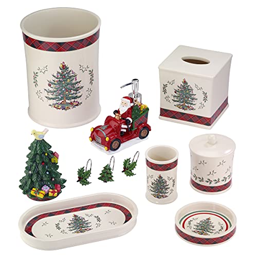 Spode - Hand Towel, Soft & Absorbent Cotton, Holiday Bathroom Decor Christmas Tree Tartan Collection