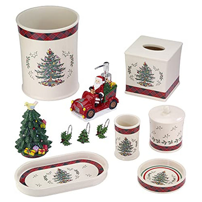 Spode - Hand Towel, Soft & Absorbent Cotton, Holiday Bathroom Decor Christmas Tree Tartan Collection