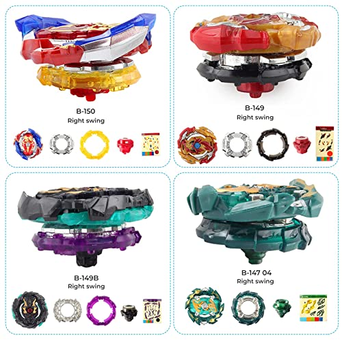 JIMI Bey Battling Top Blade Launcher Stadium Metal Fusion Set,12 Burst Spinning Tops 3 Launchers Grip 1 Arena Combat Game, Toy Gift for Kids Boys Ages 6 8 10 12+