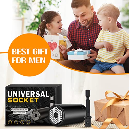 Universal Socket Tools Gifts for Men-Stocking Stuffers for Men,Mens Christmas Gifts,Birthday Gifts Cool Stuff Gadgets for Men Dad Boyfriend Father,Tools Socket Set with Power Drill Adapter (7-19 MM)