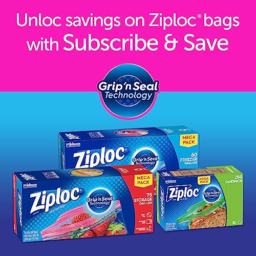 Ziploc Quart Food Storage Bags, Grip 'n Seal Technology for Easier Grip, Open, and Close, 80 Count