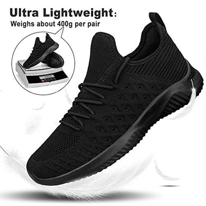 Feethit Mens Slip On Walking Shoes Lightweight Breathable Non Slip Running Shoes Comfortable Fashion Sneakers for Men Black