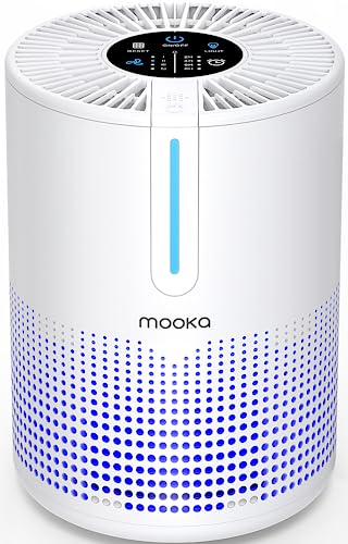 Air Purifiers for Bedroom Home, MOOKA HEPA H13 Filter Air Purifier with USB Cable for Smokers Pollen Pets Dust Odors in Office Car 300 Sq.Ft, Travel-size Desktop Air Cleaner with Fragrance Sponge