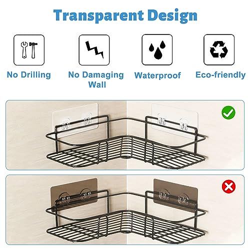 Chris.W 4 Pack Clear Adhesive Suction Sticker for No Drilling Bathroom Shower Shelf Accessories, Super Strong Adhesive Wall Sticker for Shower Caddy and More