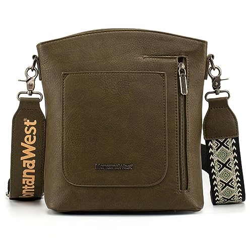 Montana West Multiple Compartment CCW Pocket Crossbody Bag With Adjustable Guitar Strap, Casual Soft Vegan Leather Shoulder Bag for Women MWC-185DGN