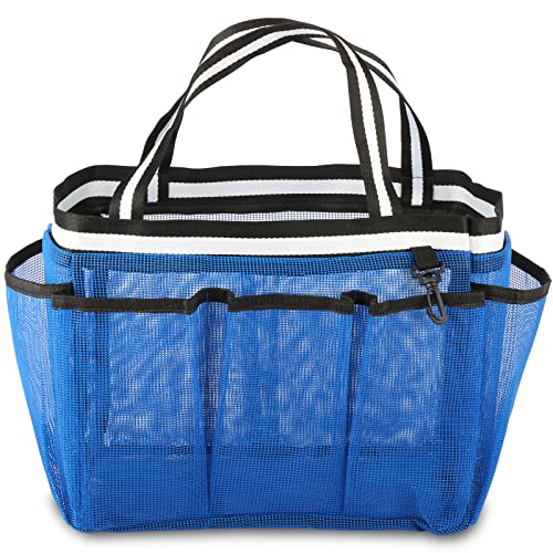 Ocim XL Mesh Shower Caddy Tote Bag - Large Portable Shower Caddy Basket for Dorm College Gym Camping Bathroom - Blue