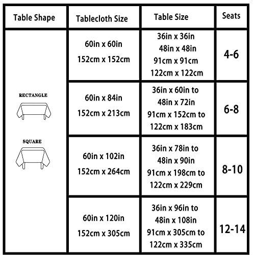 ANPTGHT Black Square Tablecloth 60 x 60 Inch 210 GSM Stain&Water Wrinkle Resistant Washable Fabric Table Cloth for Dining Table Buffet Parties Outdoor Picnic Camping Kitchen