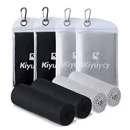 Kiyuycy 4 Pack Cooling Towel (40"x12") for Sweat，Ice Towel Quick-Drying Neck Cooling Wraps, Soft Breathable Chilly Sports Towel for Yoga,Gym,Golf,Camping,Running,Fitness,Workout & More Activities