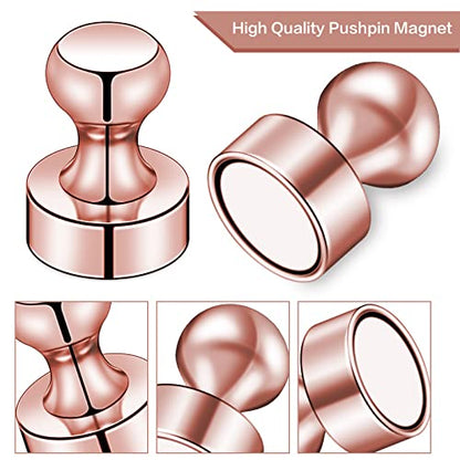 20 PCS Refrigerator Magnets, Rose Gold Metal Push Pin Magnets, Ideal for Whiteboard Magnets, Fridge Magnets, Office Magnets, Classroom Magnets, Map Magnets