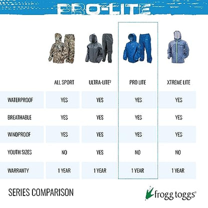 FROGG TOGGS Men's Men's Pro Lite Rain Suit, Carbon Black, Medium-Large US