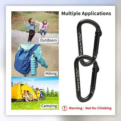 Carabiner Clip，855lbs，3" Heavy Duty Caribeaners for Hammocks,Camping Accessories,Hiking,Keychain,Outdoors and Gym etc,Spring Snap Hook Carabiners for Dog Leash,Harness and Key Ring,2 PCS,Black