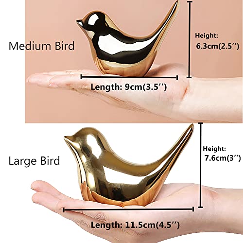 FANTESTICRYAN Small Birds Statues Gold Home Decor Modern Style Figurine Decorative Ornaments for Living Room, Bedroom, Office Desktop, Cabinets