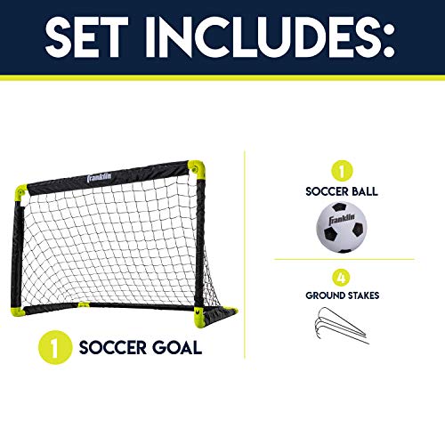 Franklin Sports Mini Soccer Goal Set - Backyard + Indoor Mini Net + Ball Set with Pump - Portable Folding Soccer Goal Set - 36" x 24" - Black