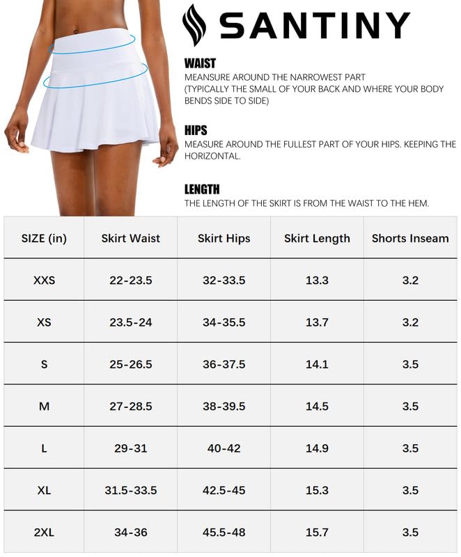 SANTINY Pleated Tennis Skirt for Women with 4 Pockets Women's High Waisted Athletic Golf Skorts Skirts for Running Casual (Mint Cream_XS)