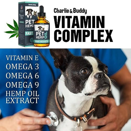 Charlie & Buddy Hеmp Оil Dogs Cats - Helps Pets with Аnxiеty, Pаin, Strеss, Slееp, Аrthritis, Sеizures Rеlief - Нiр Jоint Hеalth - Cаlming Trеats