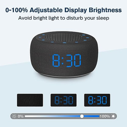 BUFFBEE Bluetooth Speaker Alarm Clock with FM Radio - High Fidelity Sound, Full Range Dimmer, Plugged in Alarm Clock Radio for Bedroom