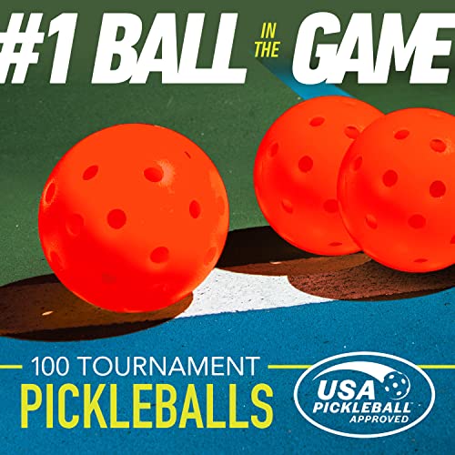 Franklin Sports X-40 Pickleballs - Outdoor Pickleballs - 100 Pack Bulk - USA Pickleball Approved - Ember - Official Ball of US Open Pickleball Championships