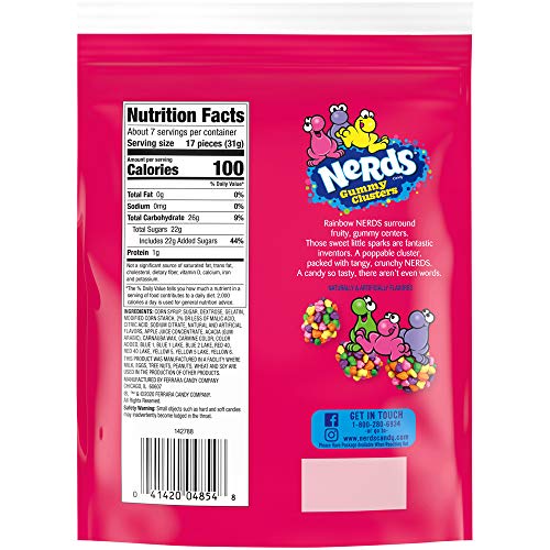 Nerds Gummy Clusters, Back to School Candy, Rainbow, Resealable 8 Ounce Bag