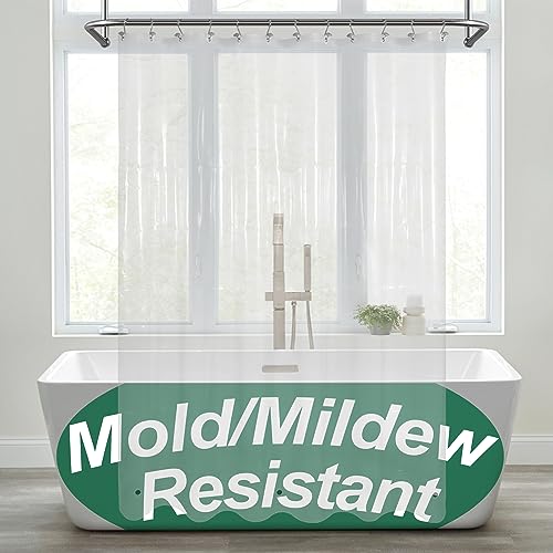 Mrs Awesome Shower Curtain Liner with Magnets: 72 x 72 Clear PEVA Plastic Shower Curtain for Bathroom, Lightweight & Waterproof