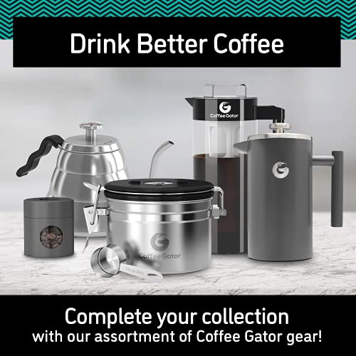 Coffee Gator Gooseneck Kettle with Thermometer, 34 oz Stainless Steel, Stove Top, Premium Pour Over Kettle for Tea and Coffee w/Precision Drip Spout, 4 Cup