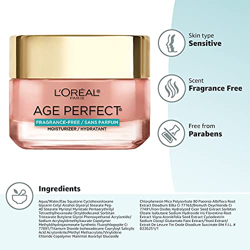 L'Oreal Paris Age Perfect Rosy Tone Anti-Aging Face Moisturizer, Renew & Revive Healthy Tone, Fragrance Free, 1.7 oz