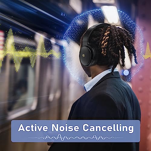 Active Noise Cancelling Headphones,80H Playtime Bluetooth Wireless Headphones Over Ear with Microphone,Headphones Wireless Bluetooth with Deep Bass Headset for Adults,TV,Travel,Home,Office,Gym