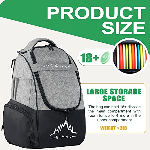 HIMAL HIMAL Disc Golf Bag with Large Capacity, Durable Disc Golf Backpack Holds 18+ Disc,and mutiple pockets,Grey