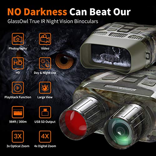 GTHUNDER Digital Night Vision Goggles - Infrared Binoculars for Total Darkness—FHD 1080P, 32GB Memory Card for Photo and Video Storage—Perfect for Surveillance