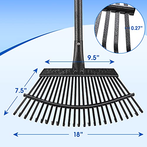 65 Inch Rake for Leaves, Rakes for Lawns Heavy Duty Hoe Lawns Leaf Lawn Leveling Rake Yard Tools for Picking up Leaves, Grass Clippings, Garbage with 25 Metal Tines Ergonomics Adjustable Handle