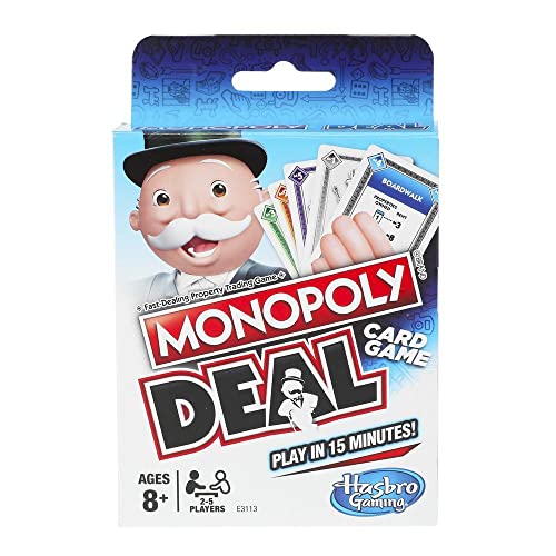 Monopoly Deal Quick-Playing Card Game for Families, Kids Ages 8 and Up and 2-5 Players