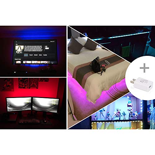 PANGTON VILLA Led Strip Lights 6.56ft for 40-60in TV, USB LED TV Backlight Kit with Remote - 16 Color 5050 LEDs Bias Lighting for HDTV