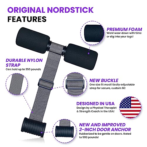 NordStick Nordic Hamstring Curl Strap - The Original Hamstring Curl Exercise System for Home and Travel - 5 Second Setup for Sit ups, Squats, Ab, and Core Strength Training - Up to 500 lbs