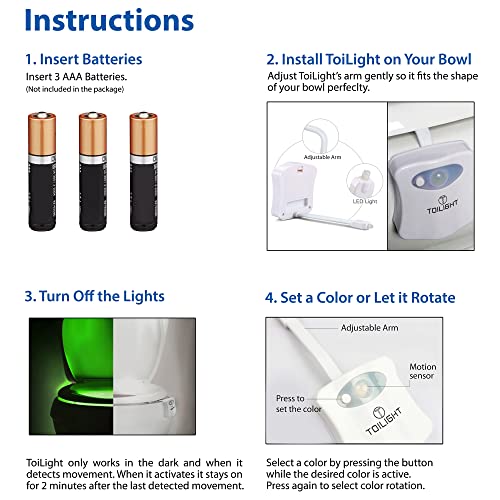 The Original Toilet Night Light Tech Gadget. Fun Bathroom Motion Sensor LED Lighting. Weird Novelty Funny Birthday Gag Stocking Stuffer Gifts Ideas for Him Her Guy Men Boy Toddler Mom Papa Brother