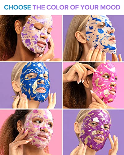 MAREE Facial Masks for Skin Care & Beauty - Sheet Masks for Face with Natural Pearl Extract, Marine Collagen & Hyaluronic Acid - Anti Aging Collagen Facial Masks for Wrinkles & Dry Skin, 6 Pack